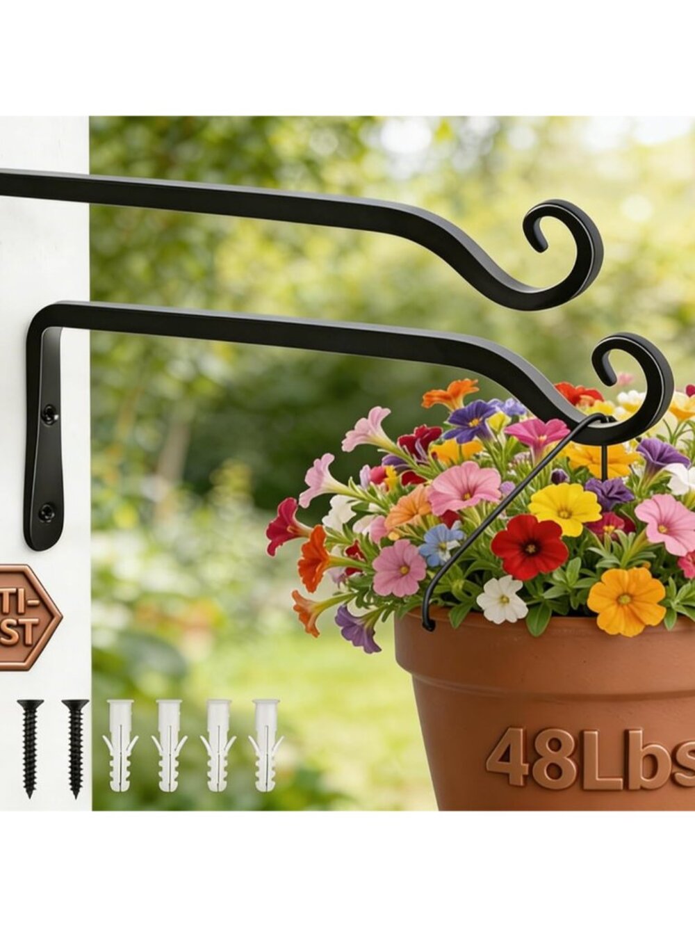 10 Inch Heavy Duty Metal Plant Hangers Outdoor Indoor, 2 Pack